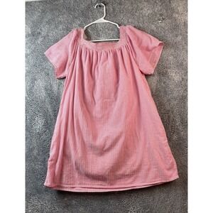 Gap Womens Dress Large Embroidered Lined Off the Shoulder Pink Striped Dress